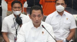 Kabareskrim Polri Komjen Listyo Sigit Prabowo dalam konferensi pers di Bareskrim Polri. /Instagram.com/@divisihumaspolri.
