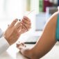 Doctor, patient and injection needle. Physician or nurse giving vaccine, flu or influenza shot in office room in hospital.  Immunity, health care or HPV concept. Medical professional working.