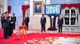 Acara pelantikan jabatan Komisaris Jenderal Polisi Listyo Sigit Prabowo sebagai Kapolri. /Dok. Biro Pers Sekretariat Presiden/Laily Rachev.