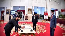 Acara pelantikan jabatan Komisaris Jenderal Polisi Listyo Sigit Prabowo sebagai Kapolri. /Dok. Biro Pers Sekretariat Presiden/Laily Rachev.