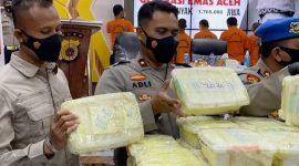 Pengungkapan penyelundupan 353 kilogram narkoba jenis sabu jaringan Internasional Timur Tengah-Malaysia-Aceh. /Instagram.com/@ditresnarkobapoldaaceh