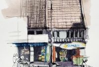 Sketsa salah satu toko yang berada di kawasan Jembatan Merah / Instagram.com/@aagozie_architect