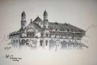 Gedung Lawang Sewu  dalam sketsa karya Muhammad Amir Fatah/instagram.com/@fattah_amier