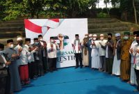 Wali Kota Bogor Bima Arya menghadiri kegiatan Doa Bersama untuk Palestina yang digelar di Taman Ekspresi, Sempur, Bogor Tengah. /Dok. Denis Suparis
