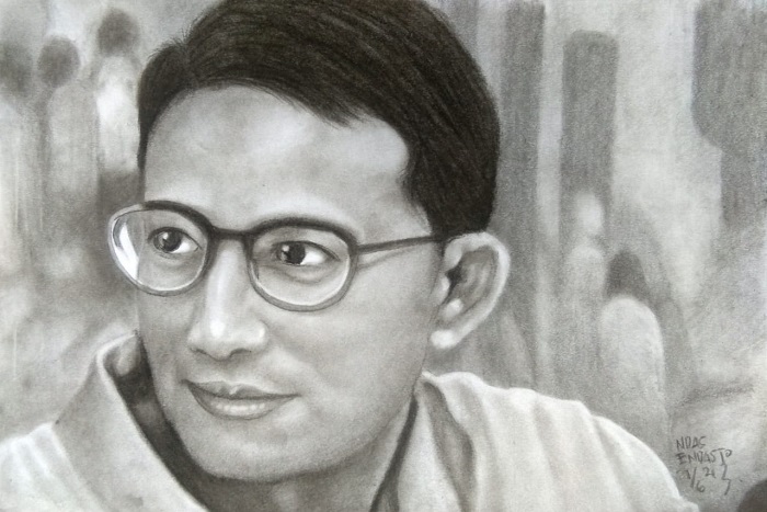 Ilustrasi Menteri Pariwisata dan Ekonomi Kreatif Sandiaga Salahudin Uno, karya Ndas Endasto. /Instagram.com/@ndas.endasto
