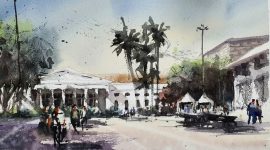 Ilustrasi Museum Seni Rupa dan Keramik beralamat di Jalan Pos Kota No. 2 Jakarta Barat, sketsa karya Iqbal Amirdha. /instagram.com/iqbal_amirdha
