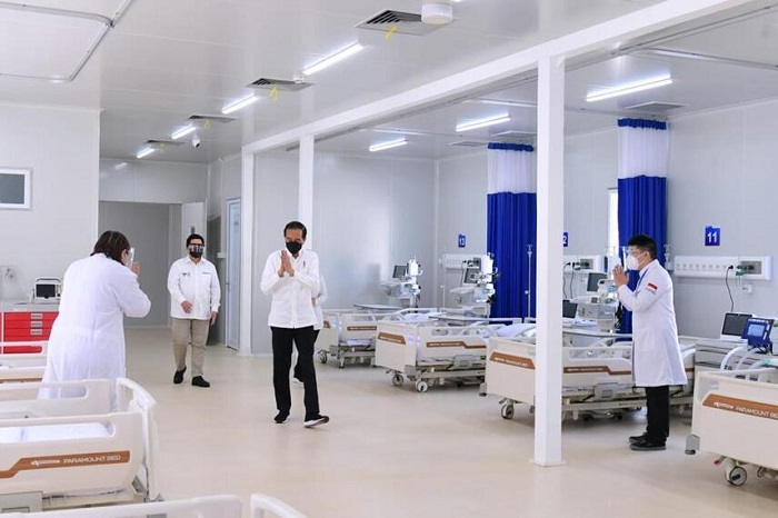 Presiden Joko Widodo saat meresmikan Rumah Sakit (RS) Modular Pertamina di Tanjung Duren, Jakarta Barat. /Dok. Bumn.go.id
