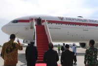 Presiden Joko Widodo bersama rombongan lepas landas dari Bandara Internasional Soekarno-Hatta. /Dok. Biro Pers Sekretariat Presiden/Kris
