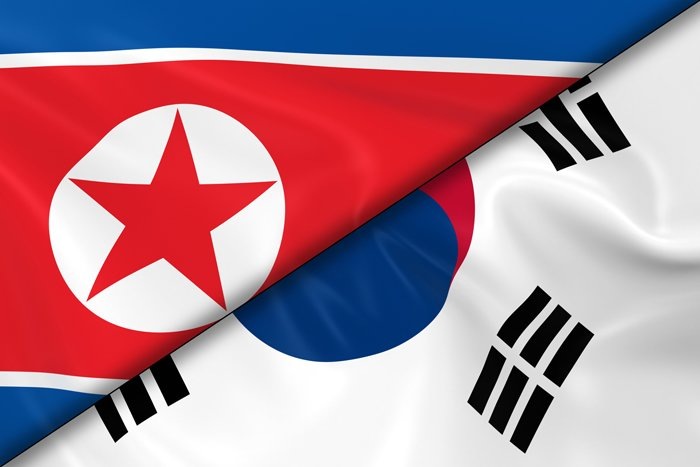 Ilustrasi bendera Korea Selatan dan Korea Utara. (Dok. Cato.org)