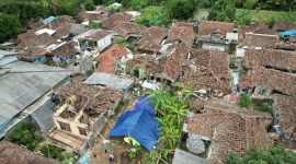 Foto udara, kondisi permukiman warga terdampak di Kecamatan Cugenang, Kabupaten Cianjur. (Dok. BNPB)
