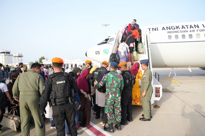 110 WNI dievakuasi dari wilayah konflik Sudan. (Dok. TNI AU)
