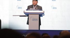 Menteri Pertahanan Prabowo Subianto di International Institute for Strategic Studies (IISS) Shangri-La Dialogue 20th Asia Security Summit, Singapura. (Dok. Tim Media Prabowo Subianto)