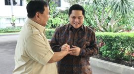 Menhan RI Prabowo Subianto menerima kunjungan Menteri BUMN sekaligus Ketua Umum PSSI Erick Thohir. (Foto Dok. Tim Media Prabowo)