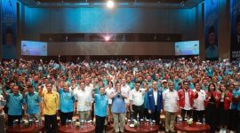 Ketua Umum Partai Gerindra Prabowo Subianto di acara di acara deklarasi Partai Gelora di Djakarta Teater, Jakarta. (Instagram.com/@prabowo) 